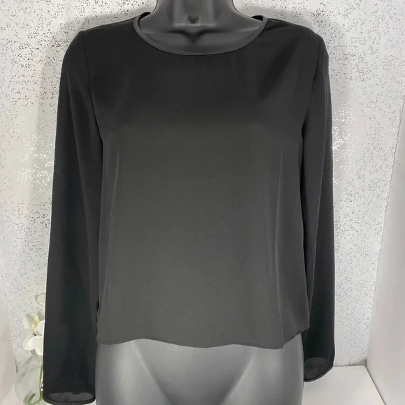 Forever 21 Women's Black Sheer Long Sleeve Top Small Minimalist Elegant - Picture 5 of 9